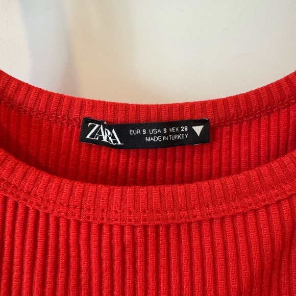 Zara Red High Cut Spaghetti Strap Bodysuit, Size Small - Picture 3 of 4